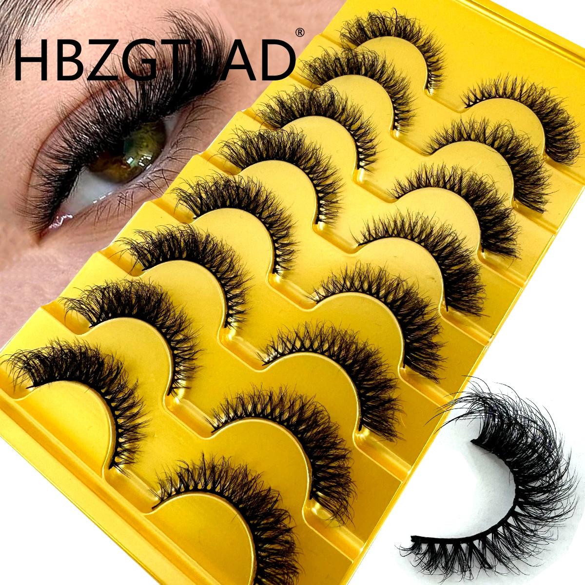HBZGTLAD 8 أزواج جديدة من الرم - مراجعة Eyelash Extension Cat Eye Wispy وسعره
